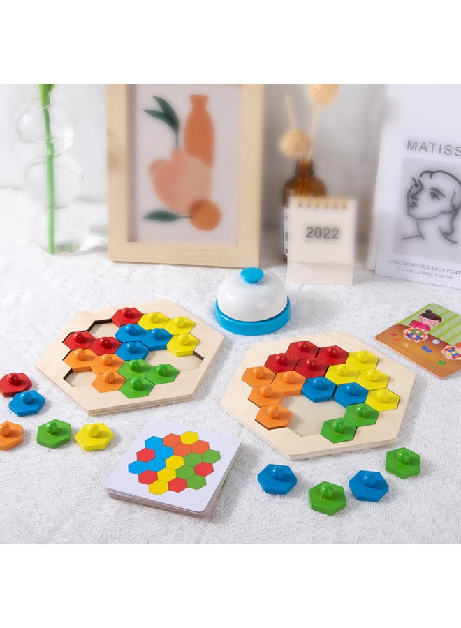 Smart Thinking Battle Puzzle Games Children's Early Education Educational Wooden Toys Parent-Child Interactive Creative Assembled Board-Color:HBR-Geometry Battle - Image 2